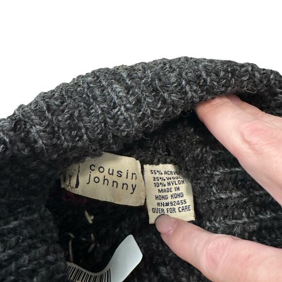 Cousin Johnny by Anthropologie wool blend ski style sweater Small Gray Red - Picture 4 of 5